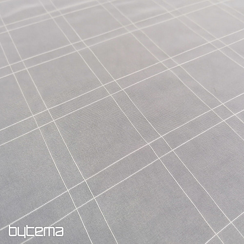 Tenda in voile a quadri bianchi con filo crema
