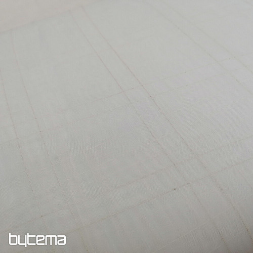 Tenda in voile a quadri bianchi con filo crema