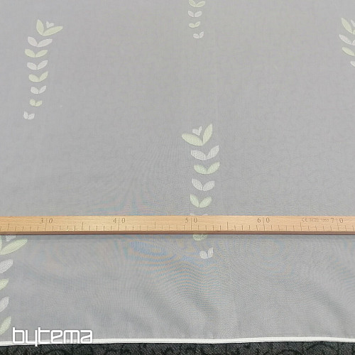 Tenda in voile bianco - foglie verdi 12159