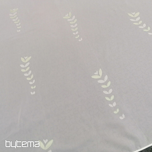 Tenda in voile bianco - foglie verdi 12159