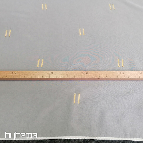 Tenda in voile crema chiaro con linee cucite arancione chiaro