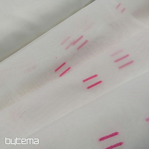 Tenda in voile crema chiaro con linee cucite rosa