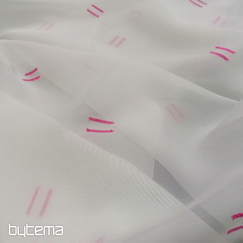 Tenda in voile crema chiaro con linee cucite rosa