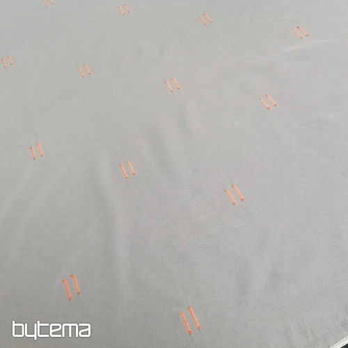 Tenda in voile crema chiaro con linee cucite color terracotta