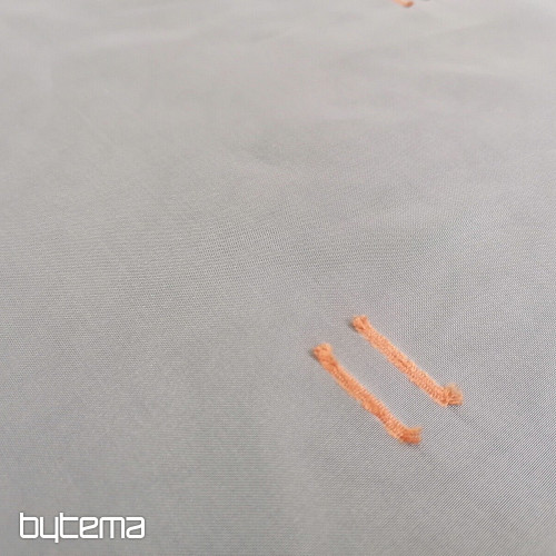 Tenda in voile crema chiaro con linee cucite color terracotta