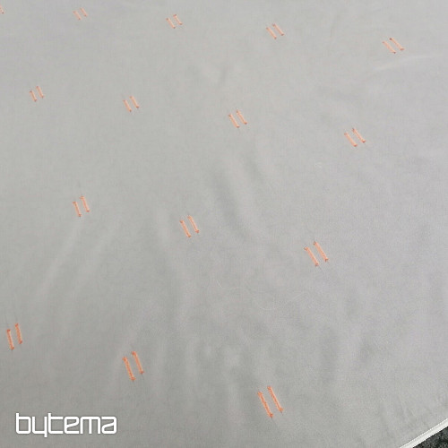 Tenda in voile crema chiaro con linee cucite color terracotta