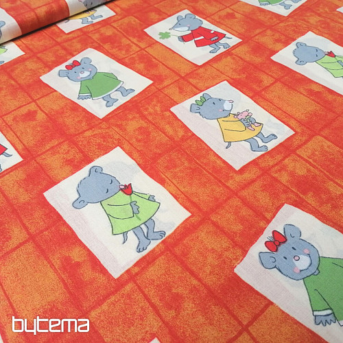 Tessuto di cotone per bambini arancione - topi