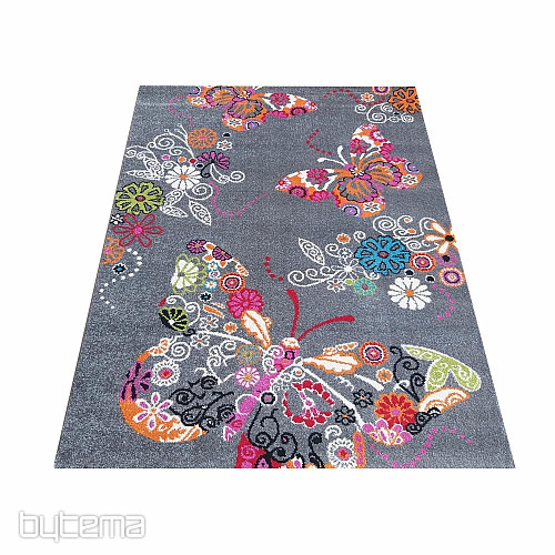Tappeto per bambini MONDO 114 farfalle - grigio