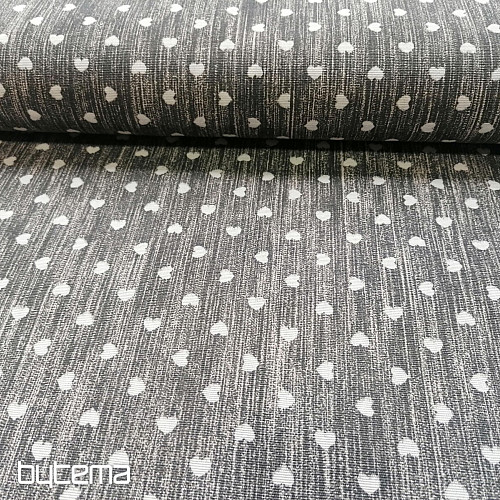 Tessuto decorativo Naira cuori grigio scuro
