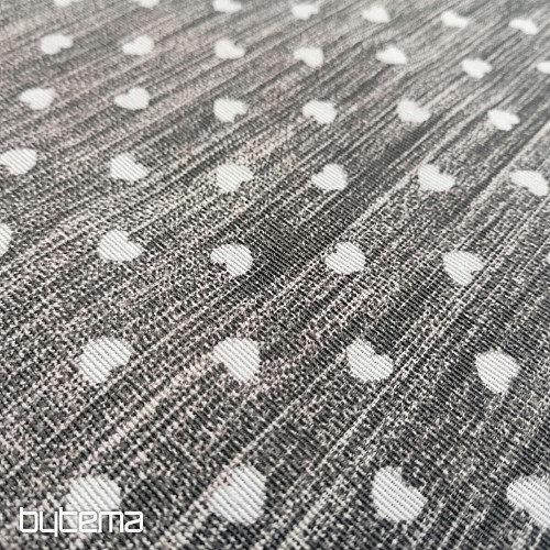 Tessuto decorativo Naira cuori grigio scuro