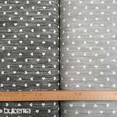 Tessuto decorativo Naira cuori grigio