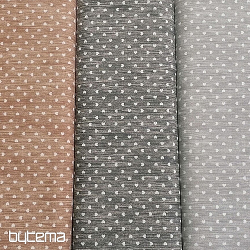Tessuto decorativo Naira cuori grigio