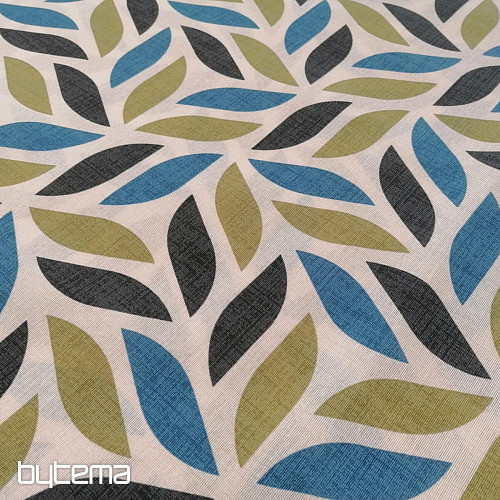 Tessuto decorativo Coord foglie verde-blu