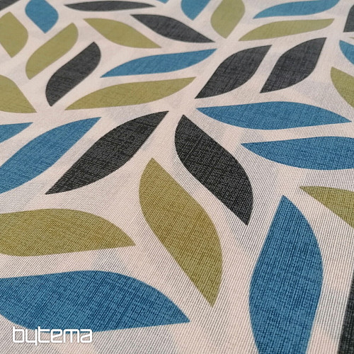 Tessuto decorativo Coord foglie verde-blu