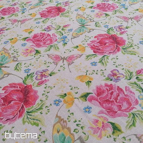 Tessuto decorativo Fiori e farfalle