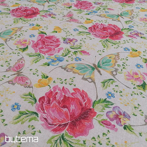 Tessuto decorativo Fiori e farfalle