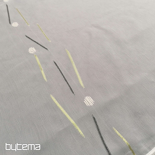 Tenda in voile bianco con righe verde-nere