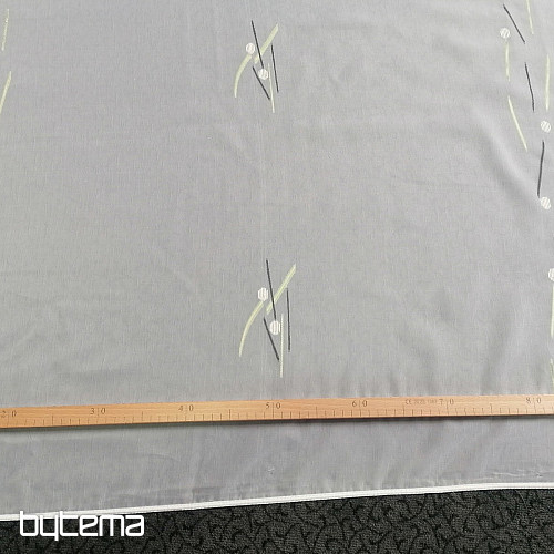 Tenda in voile bianco con righe verde-nere
