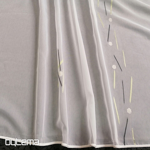 Tenda in voile bianco con righe verde-nere