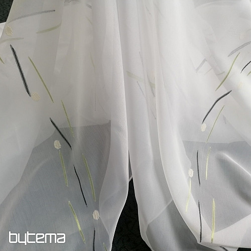 Tenda in voile bianco con righe verde-nere