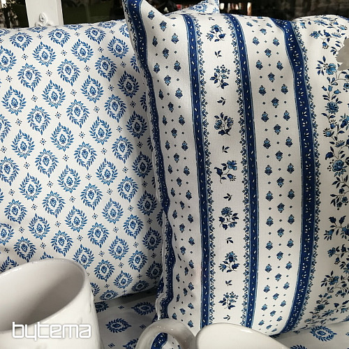 Tessuto di cotone FOGLIE BLU FOLK
