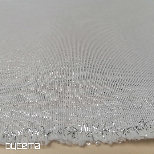 Tessuto decorativo natalizio Babbo Natale con lurex bianco-argento