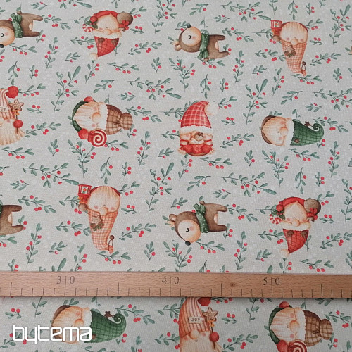 Tessuto per decorazioni natalizie Elfi e cervi