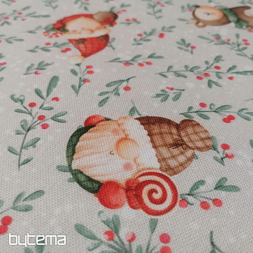 Tessuto per decorazioni natalizie Elfi e cervi
