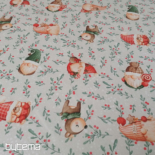 Tessuto per decorazioni natalizie Elfi e cervi