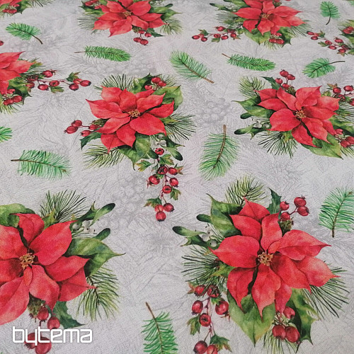 Tessuto decorativo natalizio Rose e aghi di Natale