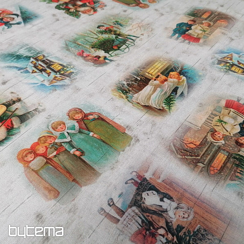Tessuto per decorazioni natalizie BAMBINI IN INVERNO