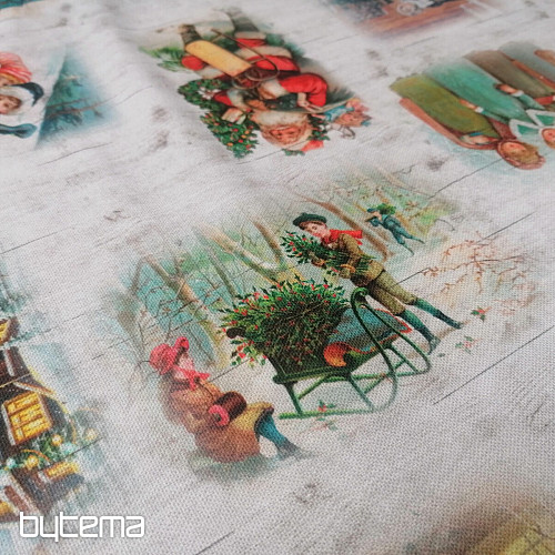 Tessuto per decorazioni natalizie BAMBINI IN INVERNO