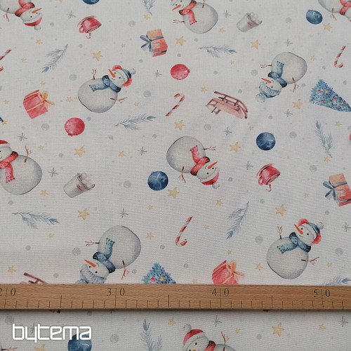 Tessuto decorativo natalizio PUPAZZI DI NEVE