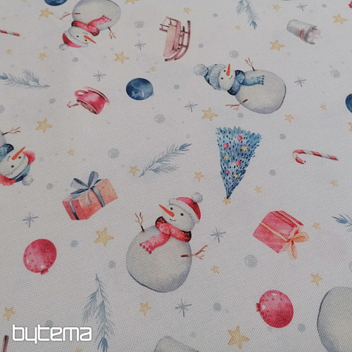 Tessuto decorativo natalizio PUPAZZI DI NEVE