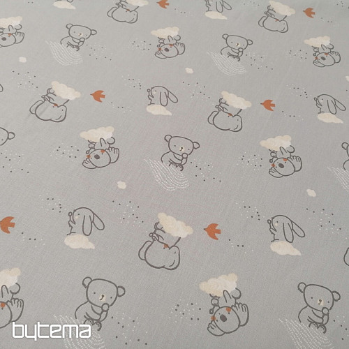 Tessuto di cotone grigio cielo animalier