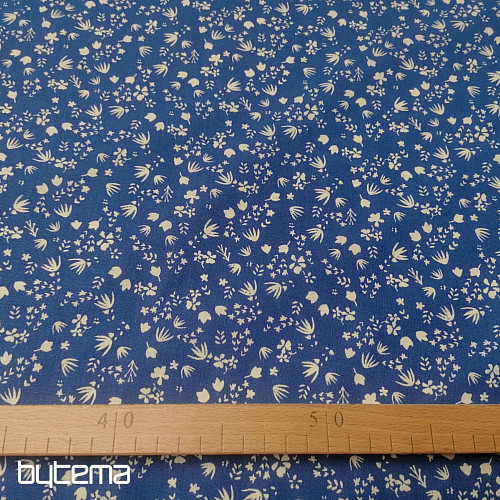 Tessuto di cotone fiori Gramina blu