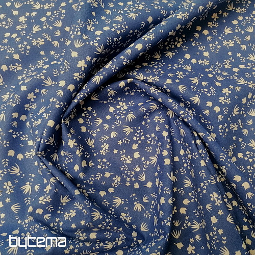 Tessuto di cotone fiori Gramina blu
