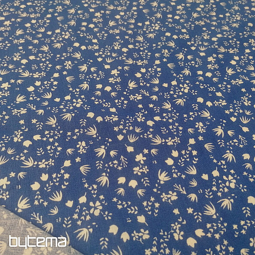 Tessuto di cotone fiori Gramina blu