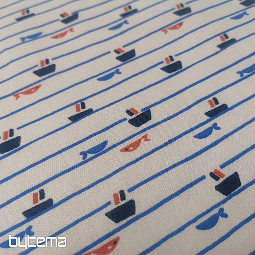 Tessuto di cotone Tazio barche - linee