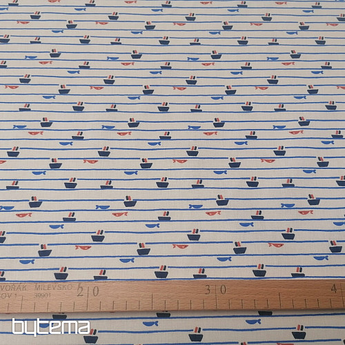Tessuto di cotone Tazio barche - linee