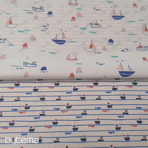 Tessuto di cotone Tazio barche - linee
