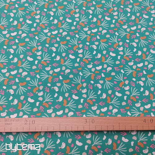 Tessuto di cotone UCCELLI LIPO verde