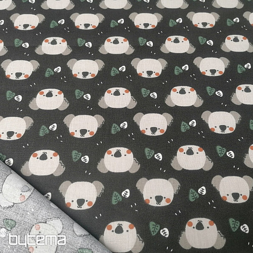 Tessuto di cotone Koala Kiwak nero
