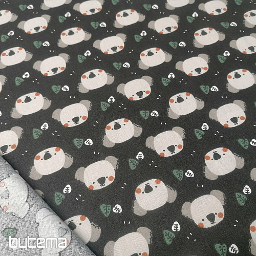 Tessuto di cotone Koala Kiwak nero