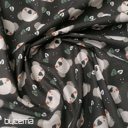 Tessuto di cotone Koala Kiwak nero