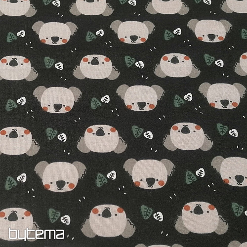 Tessuto di cotone Koala Kiwak nero