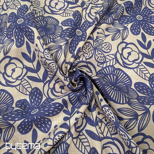 Tessuto decorativo PIPO FIORE BLU