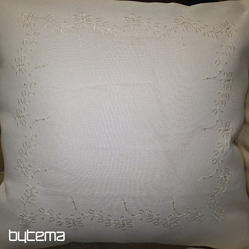 Copertina ricamata FIORI bianco 40x40