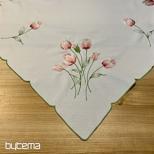 Tovaglia ricamata e TULIPANI ovali ricamati