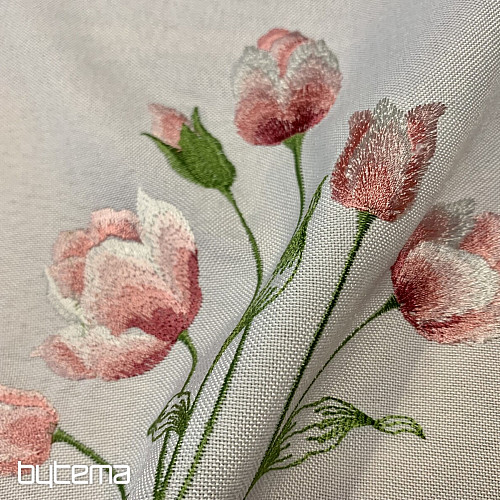 Tovaglia ricamata e TULIPANI ovali ricamati